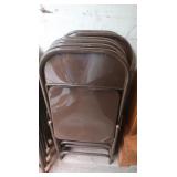 6 Brown Metal Folding Chairs