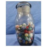 Vintage Glass Pitcher 9"H w/Glass Marbles