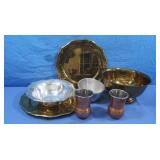 Lenox Punched Metal Bowl,2 Copper Cups,Brass Bowl