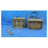 2 Vintage Woven Straw Purses