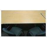 Metal & wood table 72x36x29", 2 cushioned arm
