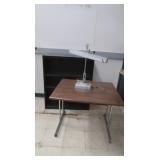 Metal & wood table 30x36x26.5", metal bookshelf