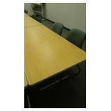 Metal & wood table 72x36x29", 2 cushioned arm