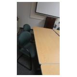 Metal & wood table 72x36x29", 2 cushioned arm