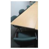 Metal & wood table 72x36x29", 3 cushioned arm