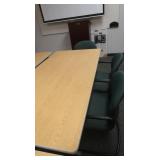 Metal & wood table 72x36x29", 3 cushioned arm