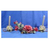 Capodimonte Porcelain Flower Pc w/2 Candles