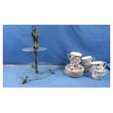 New Darice Teacups&Saucers,Grape Tiered Serving