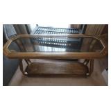 Wood&Metal Framed,Glass Top Sofa