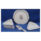 Vintage Ceramic Plate,Cheese Keeper&Cake Server