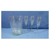 Glass Champagne Flutes&Ice Bucket