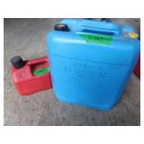 2 Plastic Gas Cans(1-5 gal partially full)