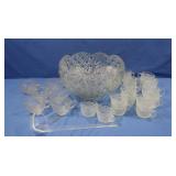 Vintage L.E. Smith Daisy&Button Glass Punch Bowl
