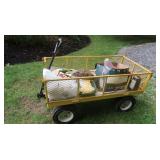 Metal Wagon w/Contents(49x24x26"H),Tiki Torch