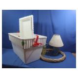 Sm. Table Lamp,Decanters,Styrofoam Cooler
