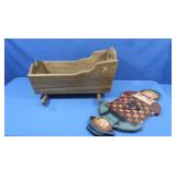 Wooden Doll Cradle&Wooden "Amish Kid" Checker