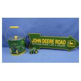 JOhn Deere ice Bucket,Sm Tractor&Sign