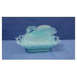 Westmoreland Blue Sation Swan on a Nest Dish