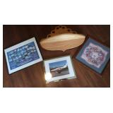 Decorative Wall Shelf w/Small Clock 25x14"&3