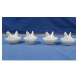 4 Ceramic Hen on Nest Figures