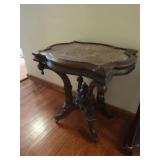 Vintage Wheeled Renaissance Revival Style Walnut