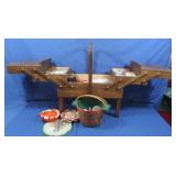 Wooden Accordion Style Sewing Box 19.75x10.5x17"H