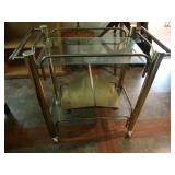 Wheeled Brass&Glass Cart 34.25x19.5x32.5"H&Metal