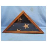 Memorial Flag in Wooden Display Case 23x4x12.5"H