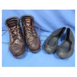 HHBrown Boots,Sz 9.5M&Rubber Slip on Shoe Covers
