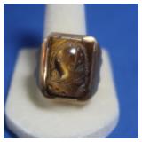 10K Tiger Eye Trojan Head Ring-11gr.