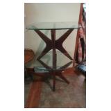 2 Glass Top/Wood Base End Tables