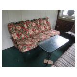 Triple Seat Metal PationSofa w/Cushions&Glass Top