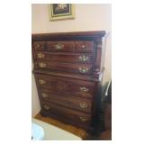 Wooden Chest of Drawers 38x18x53"H,some chips