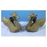 Vintage DieCast Glack SwanCandle Holders