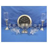 Pewter&Glass Candle Holders,Pewter Framed