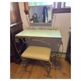 Metal&Glass Vanity 34.25x15.75x44.5"H w/stool