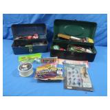 2 Metal Fishing Tackle Boxes w/Contents