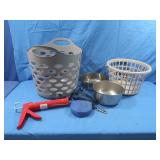 Stainless Dog Bowls,Leash,Caulking Gun,Laundry