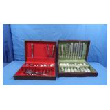 2 Sets Silverware in Cases-one stainless steel &