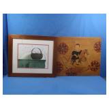 Wooden Wall Hanging & Wood Framed Pic *glass is