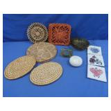 Raffia Trivets,Ashtrays &more