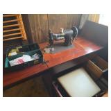 Vintage "White" Sewing Machine in Cabinet w/Chair
