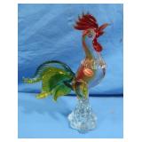 Handblown Murano Glass Rooster Candy Dish