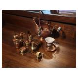 Miniature Copper Scuttle Bucket & other items