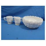Vintage Wstmld Milk Glass Bowl,Creamer&Sugar Set