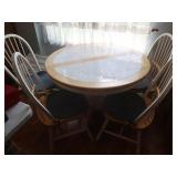 Wooden Drop Leaf Kitchen Table w/tile top