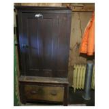 2 Level Antique Step Back Cabinet, 36x70x24"