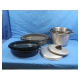 Enamel Roasters,Lg Stainless Steel Pots