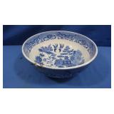 Vintage Blue Willow Ceramic Bowl-damage edge