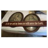 Antique Jesus Sacred Heart oval, Immaculate Heart